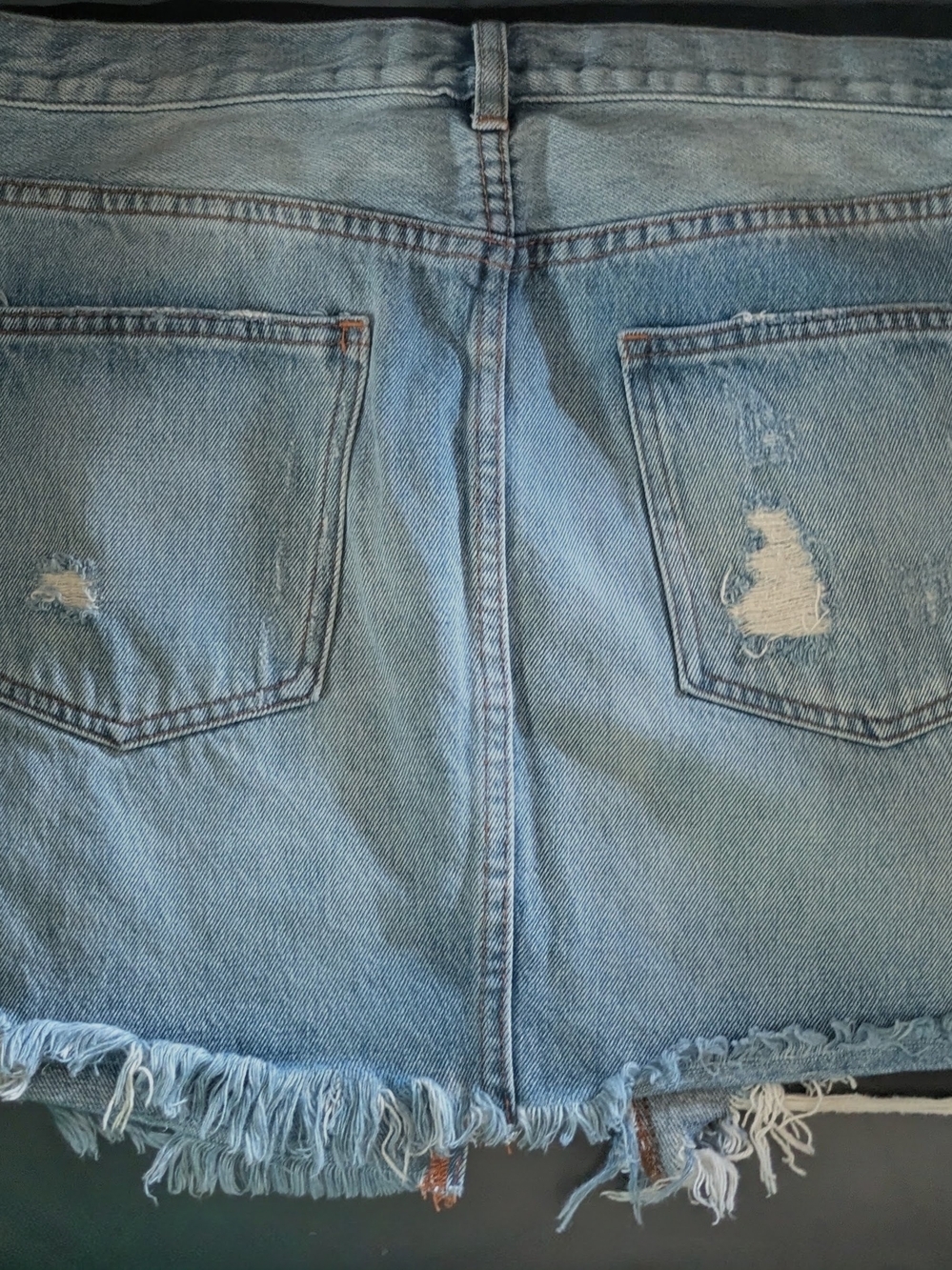 Free People Women's Distressed Mini Jean Skirt Harvest The Bell We The Free Sz31 - Picture 2 of 5